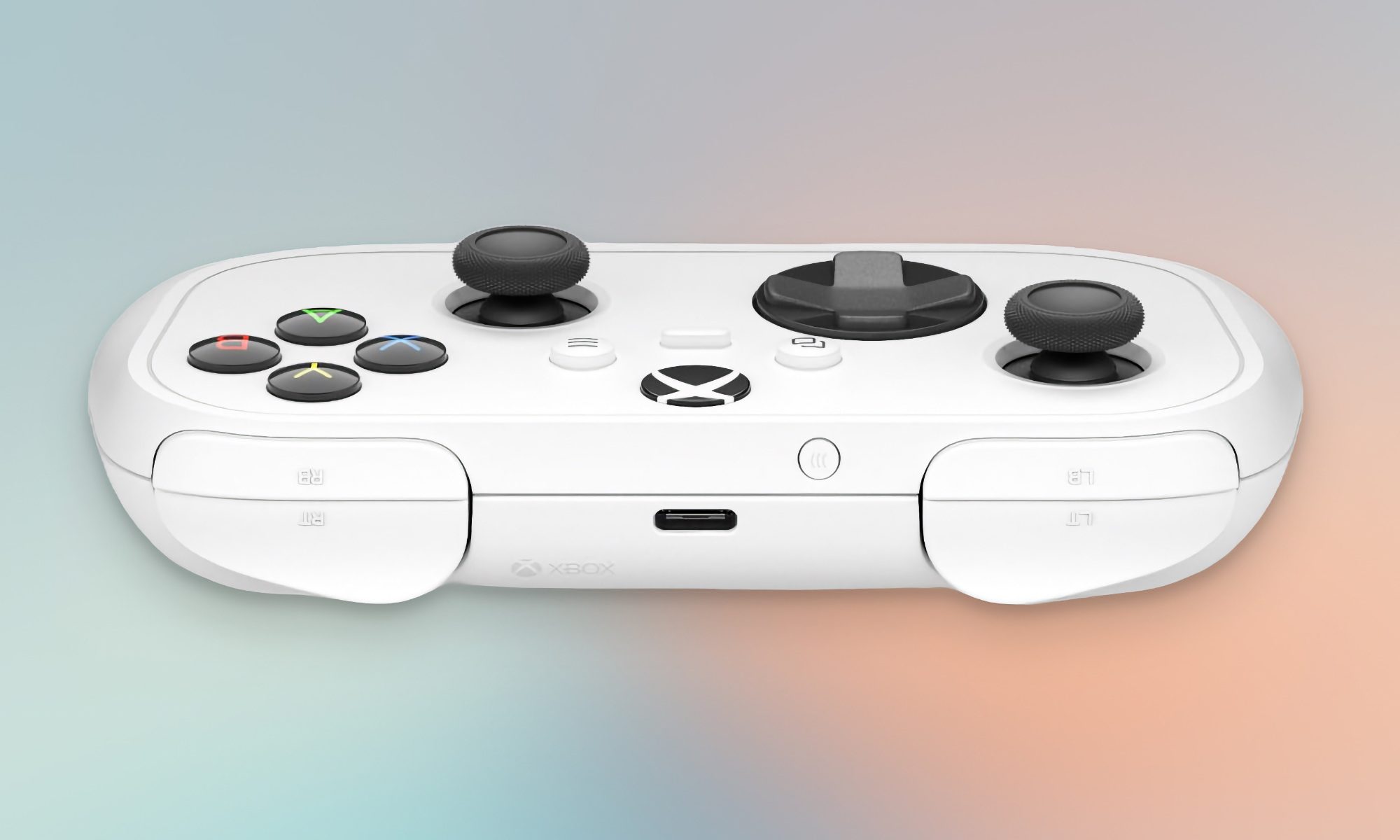 Visão dos botões de ombro do controle Xbox Nano