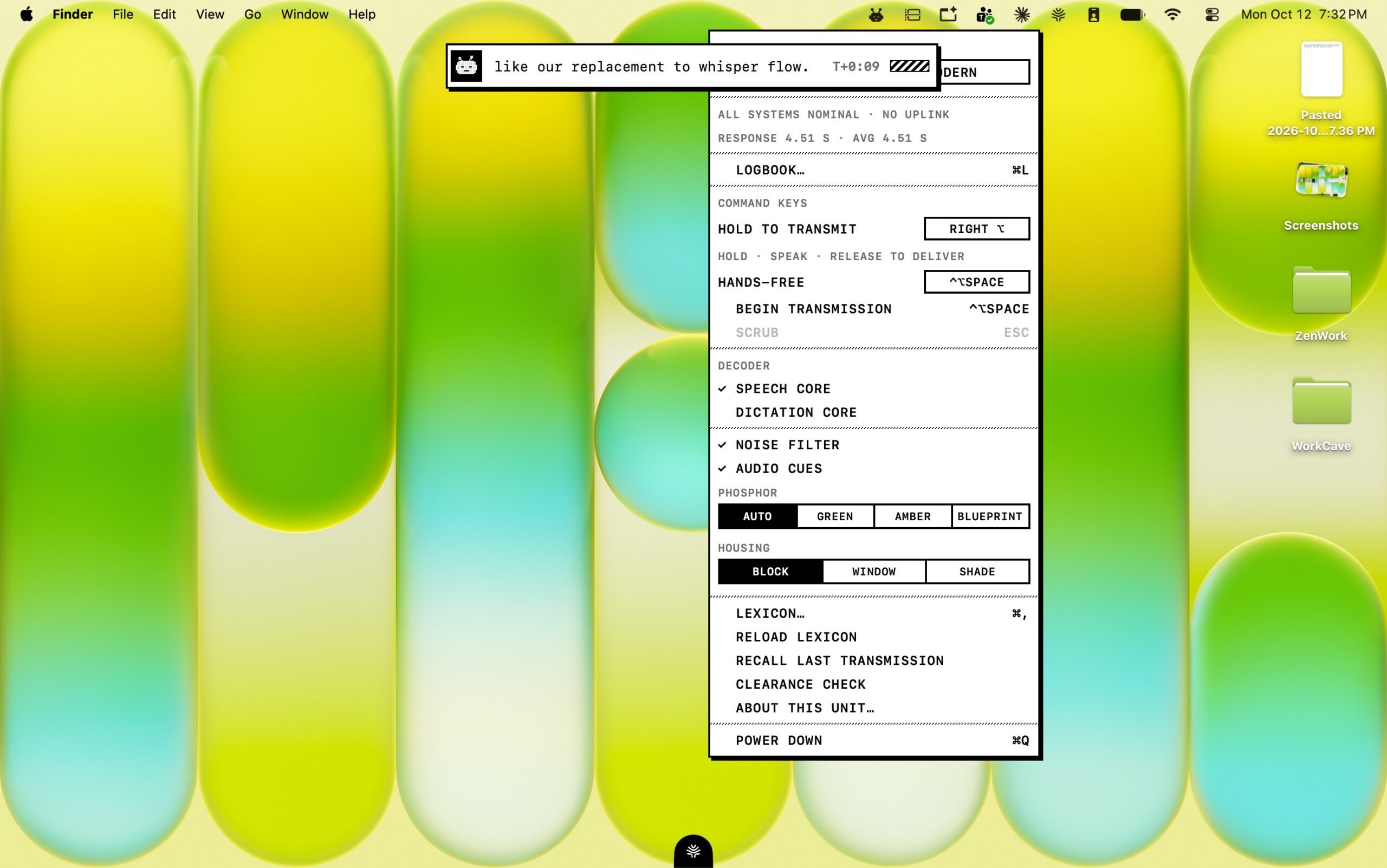 Interface of my transcription app.