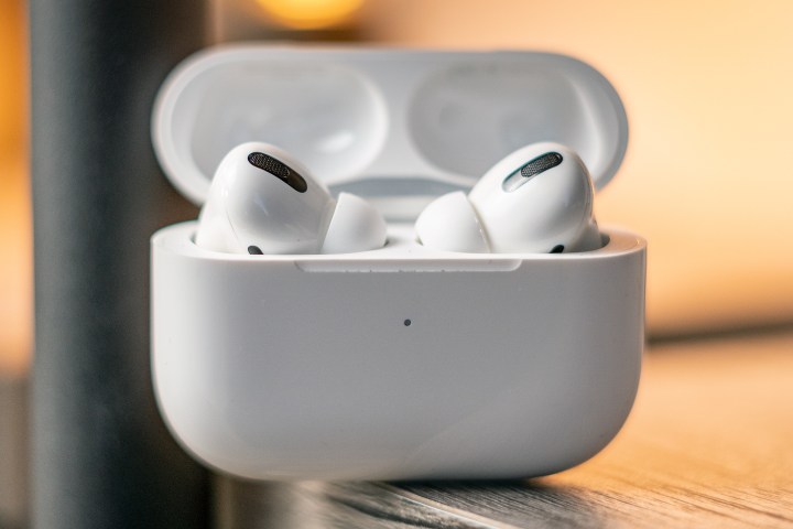 Apple AirPods Pro in their charging case. 