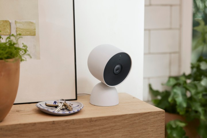 The Google Nest Cam Indoor on a table.