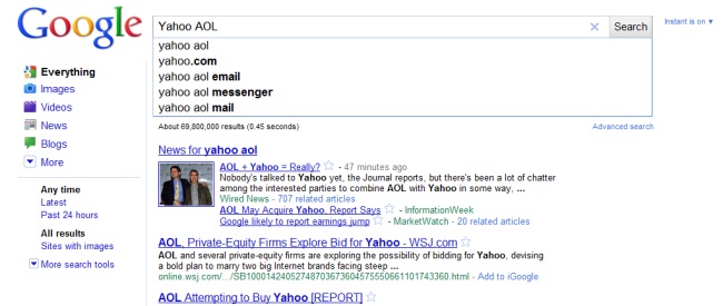 google-instant-hurts-yahoo-aol-buyout-rumors