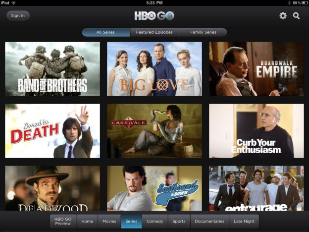 HBO Go iPad Screenshot