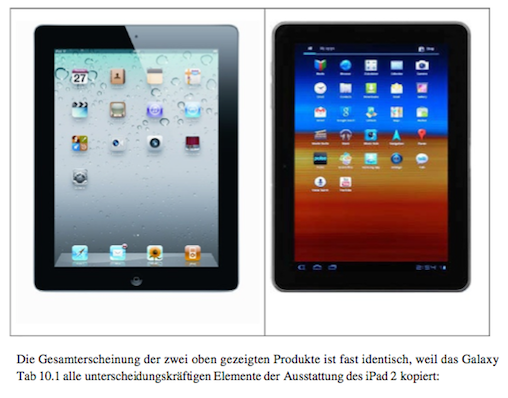 iPad Samsung Tab 10.1 side by side altered Samsung
