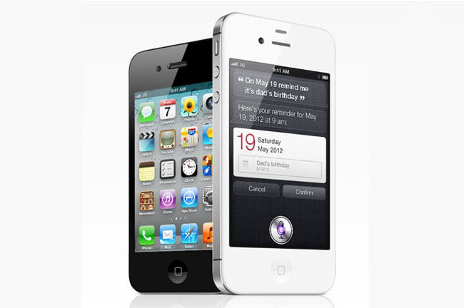 Apple iPhone 4S en blanc et noir.
