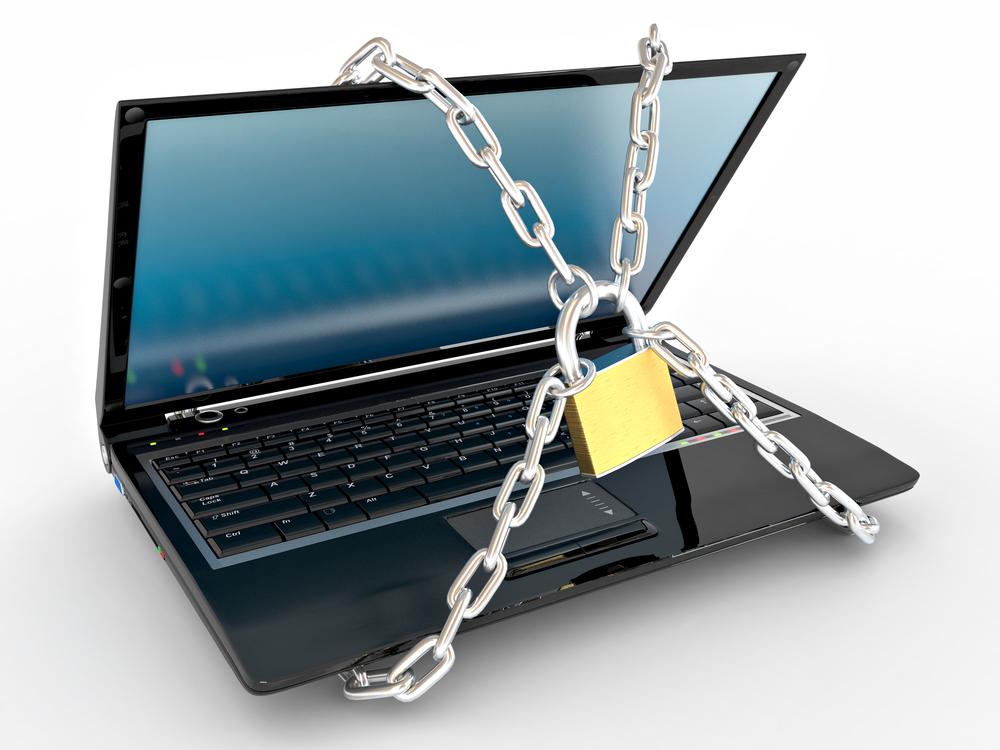 locked laptop masterlock chains encryption keys