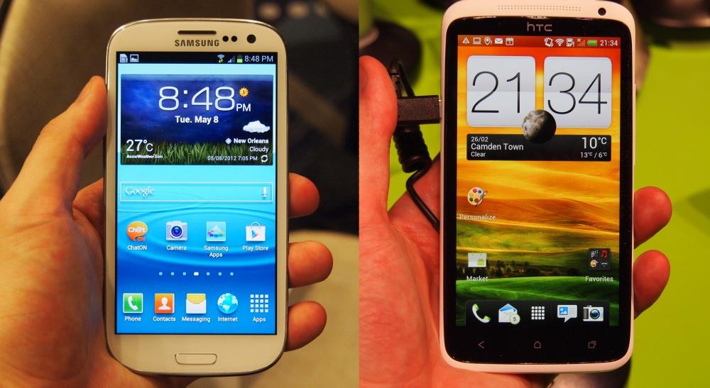 Samsung Galaxy S3 and HTC One X homescreen comparison