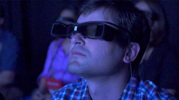Sony subtitle glasses Adding closed captioning to any movie theater experience