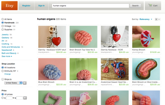 Etsy policy guidelines ban human organs