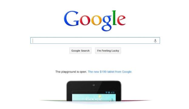 Google advertises Nexus 7 on homepage