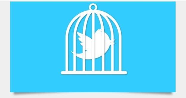 Twitter bird locked in a cage