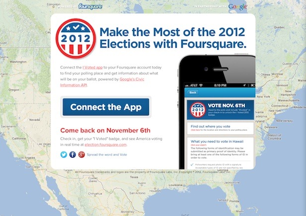 Foursqure I Voted map gives a real-time election day fix