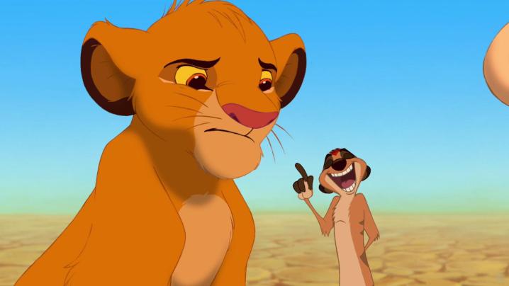 Simba and Timon in The Lion King.
