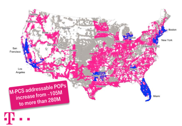 T-Mobile + MetroPCS coverage (plus roaming)