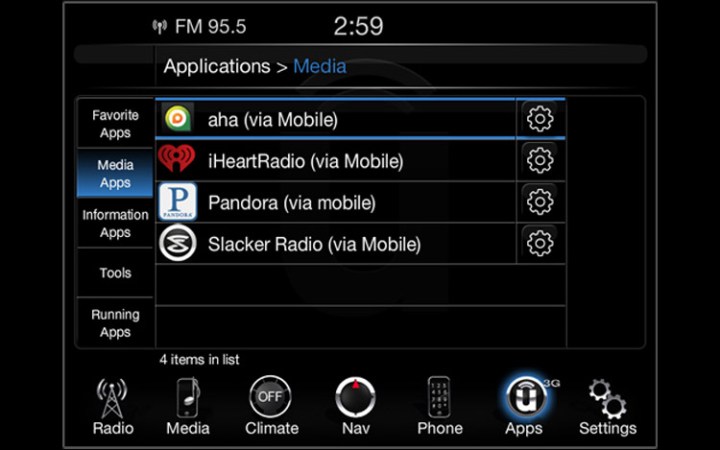 Chrysler Uconnect Access Via Mobile app screen