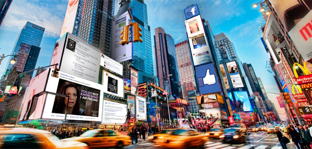 Facebook times square news feed