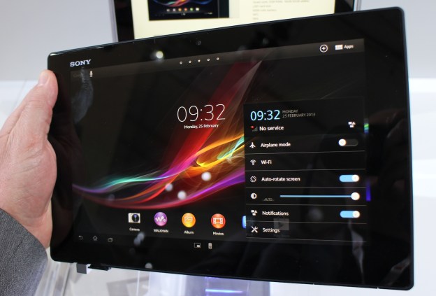 Sony Xperia Tablet Z menu