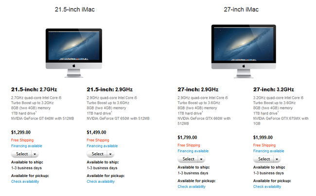 Apple iMacs with new shipping times