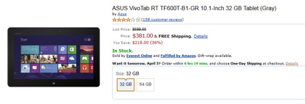 Asus Vivo Tab RT price cut_Amazon