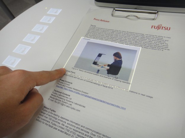 Fujitsu touchscreen interface for paper