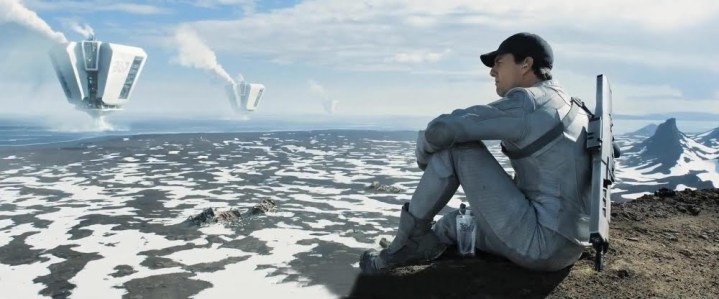 A man looks at a deserted landscape in Oblivion.