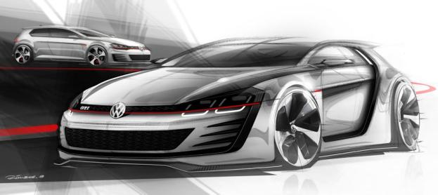 Volkswagen Design Vision GTI sketch front three quarter