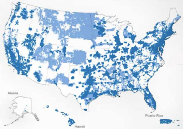 3G and 4G coverage map