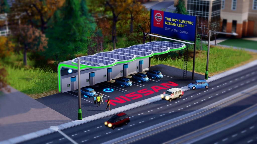 SimCity Nissan LEAF charging stations