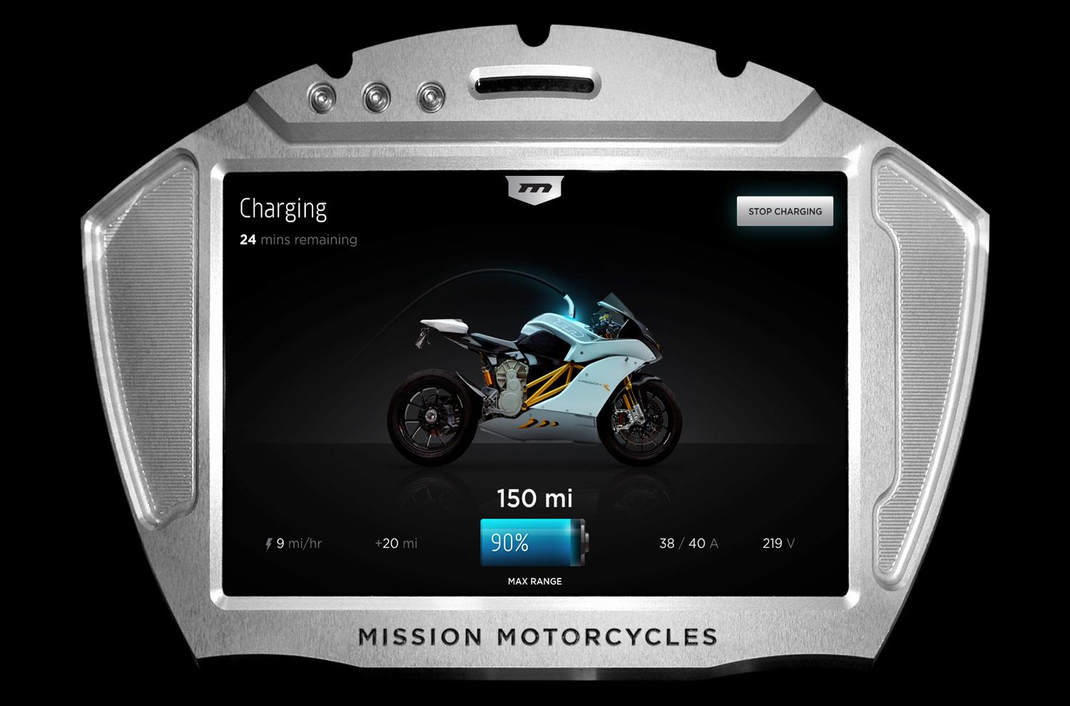 missions hot new 160hp electric motorcycles one gear plus reverse 150mph and no shifting mission moto r charging display