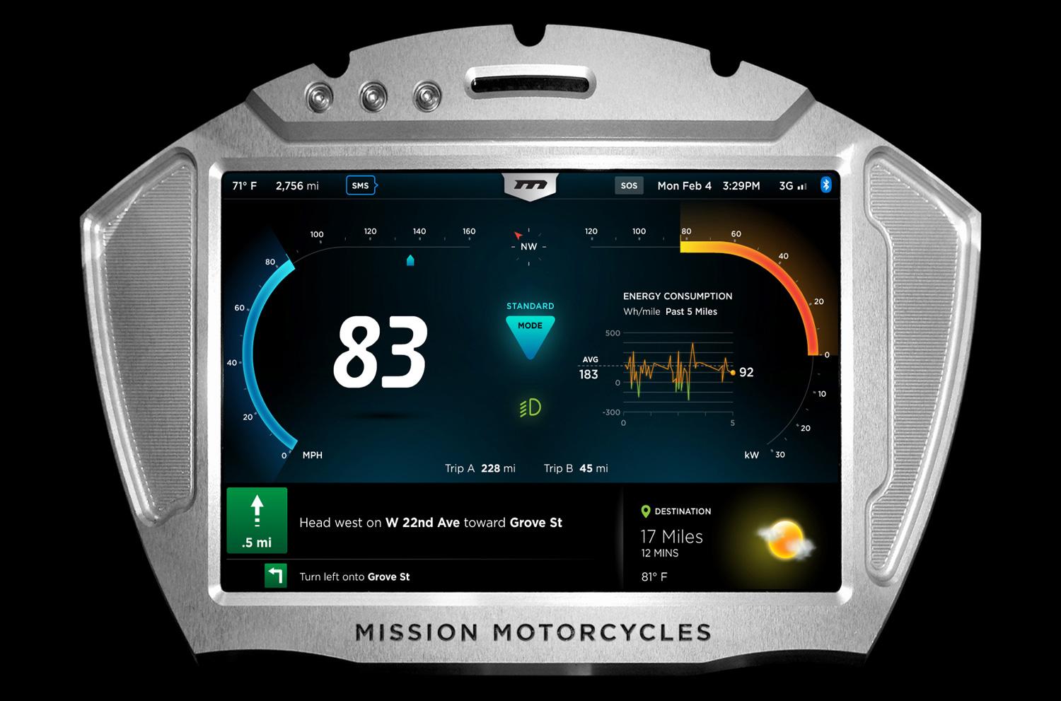 missions hot new 160hp electric motorcycles one gear plus reverse 150mph and no shifting mission moto r display