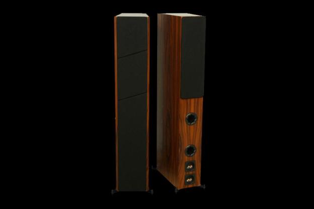 Axiom LFR1100 Floorstanding Speakers Boston Cherry front and back grilles