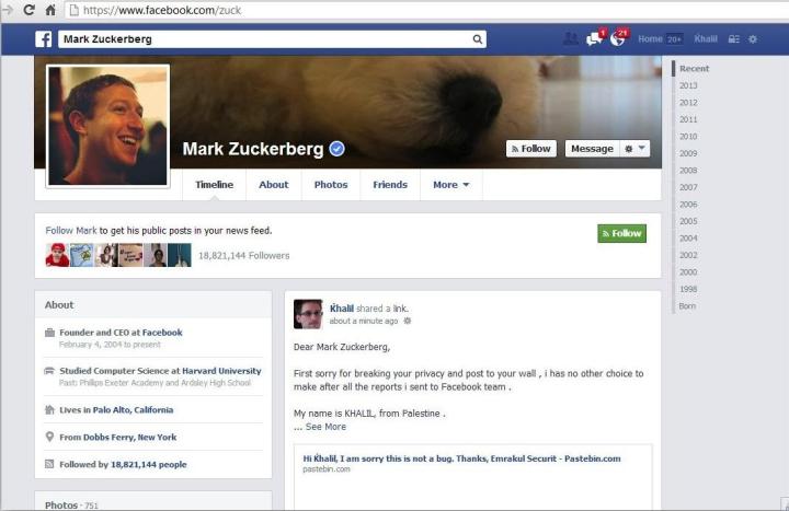 a guy spammed mark zuckerbergs wall because facebook ignored his bug report zuckerberg hack