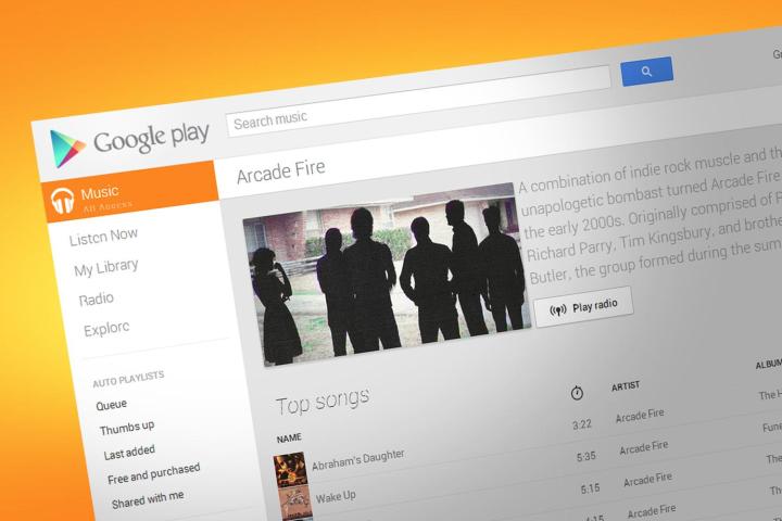 google play all access arcade fire playlist