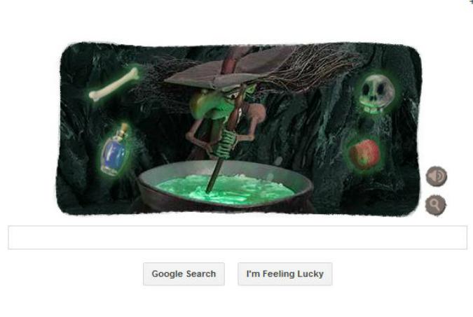 google celebrates halloween witch