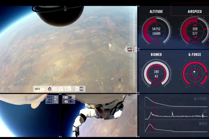 pov video of space jump baumgartner