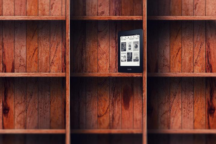 real books vs ebooks ebook empty bookshelf