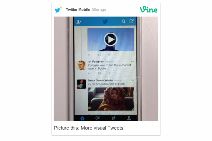 less clicking looking twitter images vine videos will now show tweets pictures