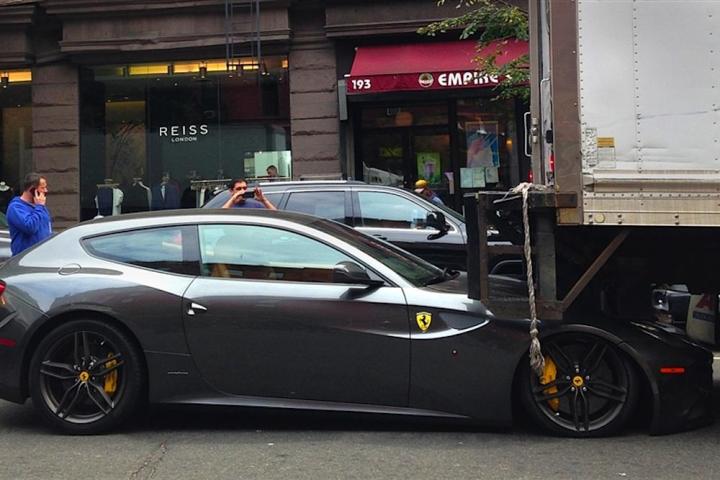 anyone want ferrari ff doorstop new york truck driver just crushed one