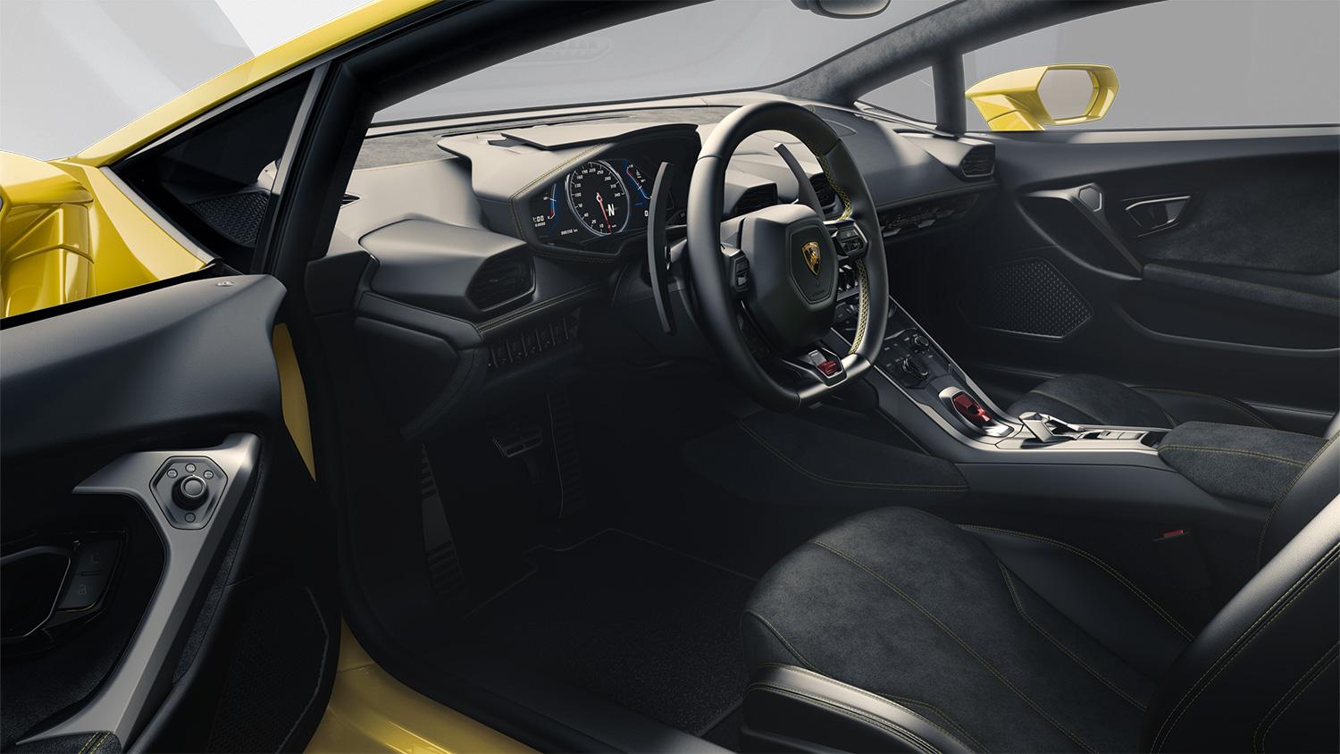 Lamborghini Huracan interior front yellow