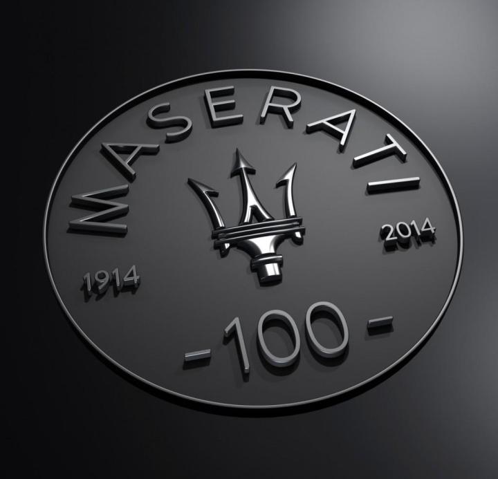 maserati celebrates 100 years centennial logo