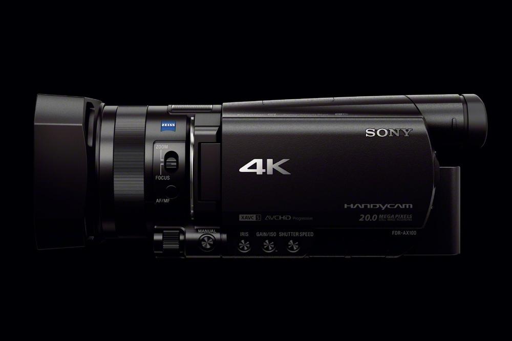 sony announces fdr ax100 4k handycam camcorder ax100b image2 hood 1200