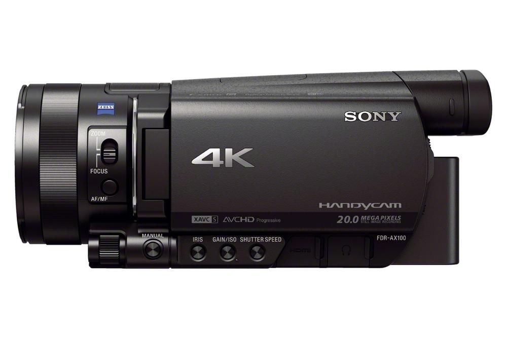 sony announces fdr ax100 4k handycam camcorder ax100b side 1200