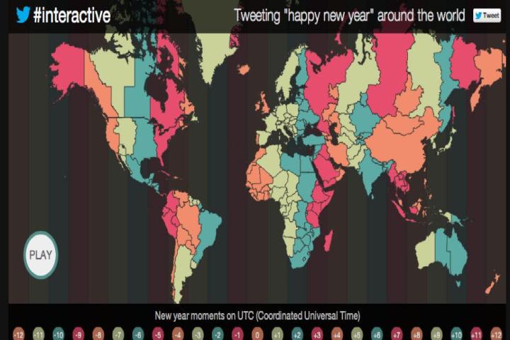 see twitter said happy new year around world interactive years map