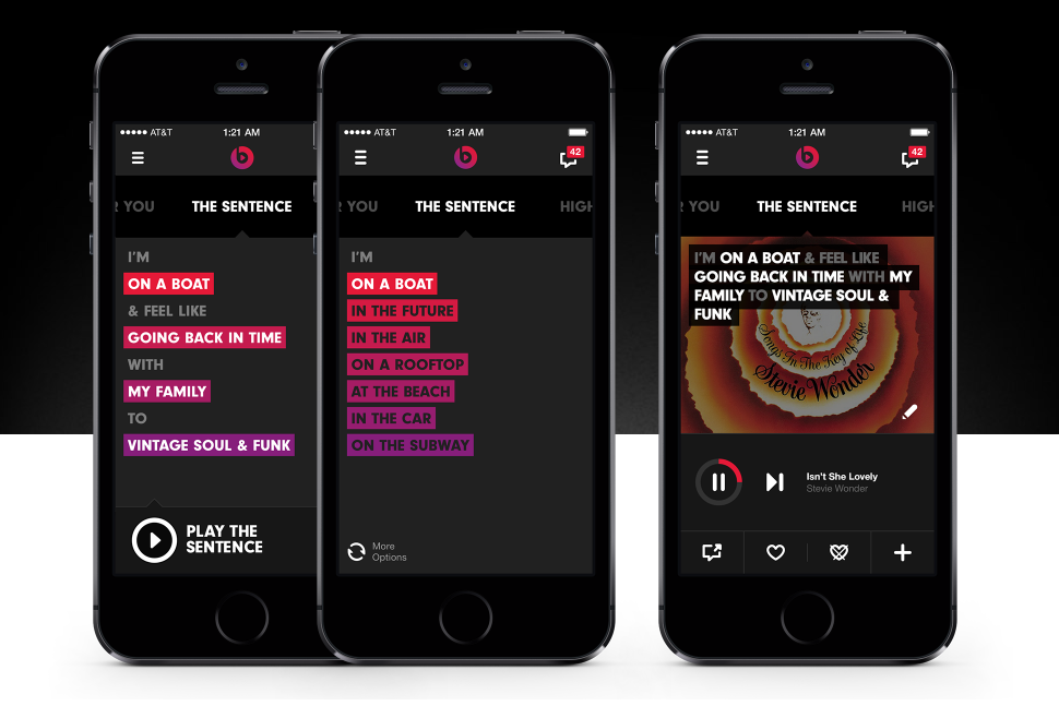 beats music review the sentence features