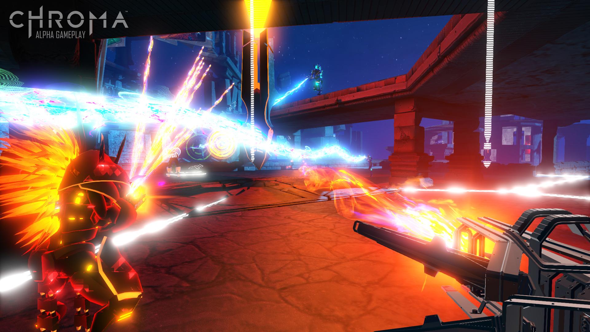 chroma mixes music first person shooting thumping neon landscapes alpha screenshot 01