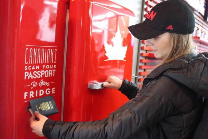 beer fridge sochi opens scanning canadian passport molson passort