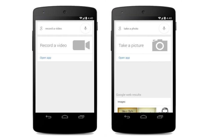 google search adds take picture video voice commands a