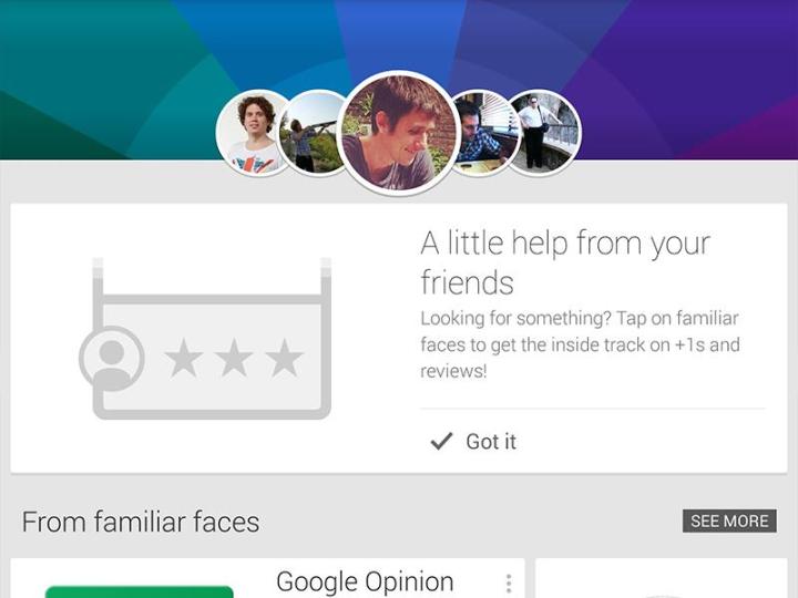 google play now shows app recommendations friends