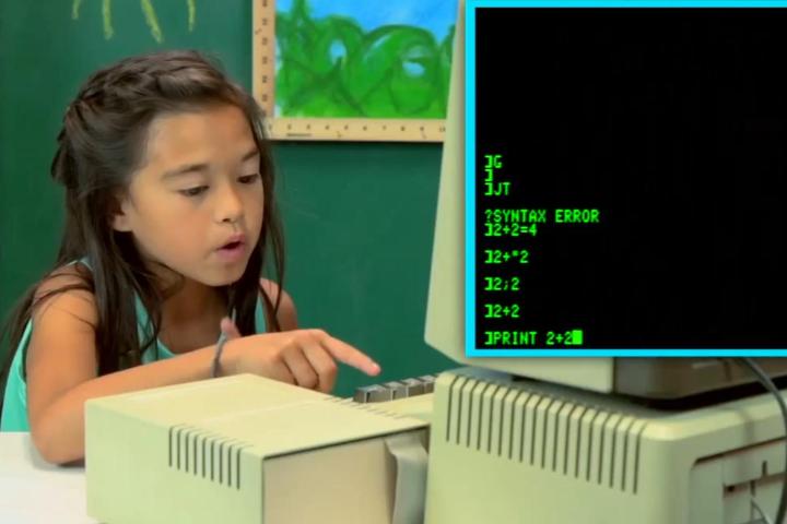kids react with surprise shock and laughs to a decades old apple computer
