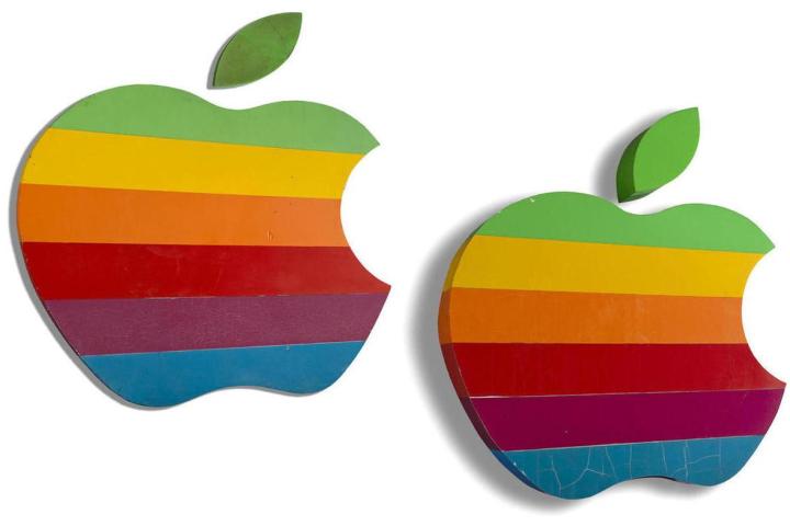 apple auctioning signs old school colorful logo 10k sign auction