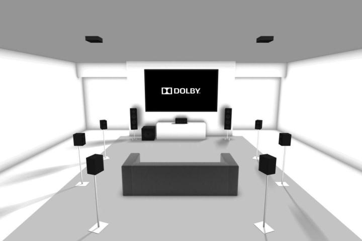 Dolby Atmos 9.1.2 layout using 11 channels with two in-ceiling height speakers